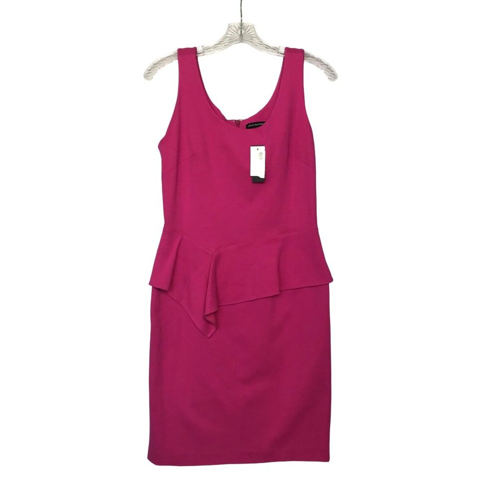 Josie Natori Pink Jersey Sleeveless Peplum Dress Size 6 Bodycon Mob Wife